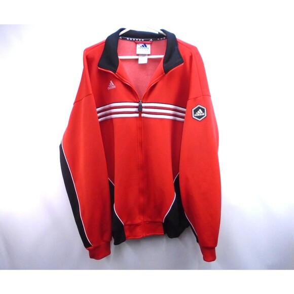 Vintage Adidas Soccer Men’s Size XL Red Track Jacket Full Zip Three Stripes - Picture 1 of 10